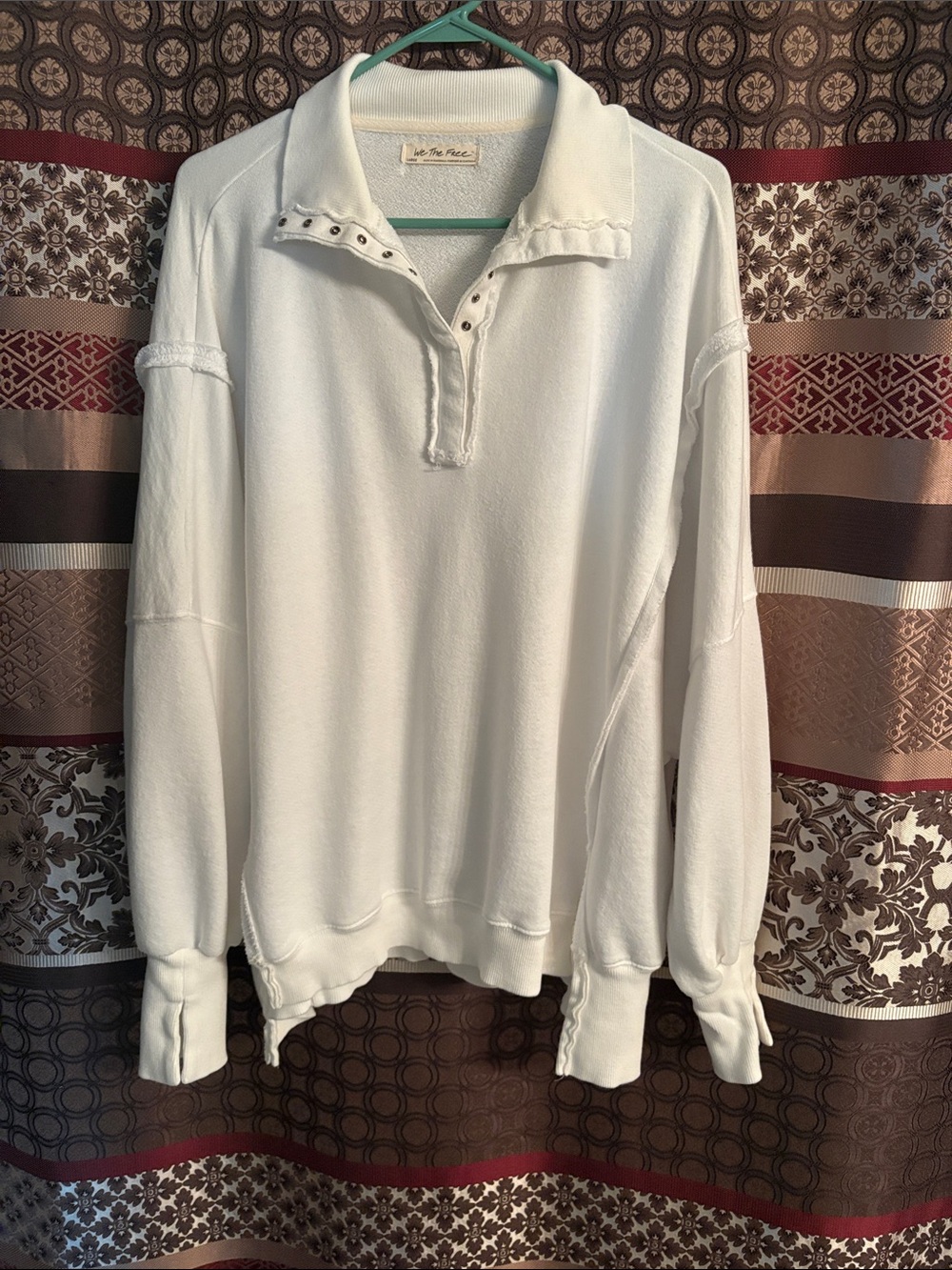 We The Free White Snap-Accent Pullover Sweatshirt